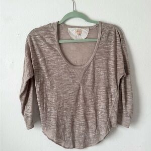Aritzia Wilfred Free Marled Beige Reglan 3/4 sleeve Women's baseball Top sz sm